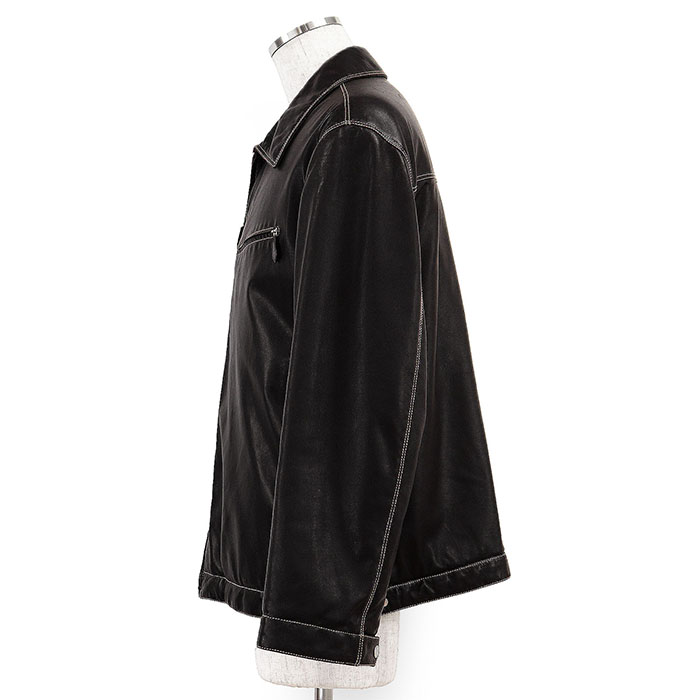 HERMES Vintage Padded Leather Jacket Logo Clou de Selle Men Size58