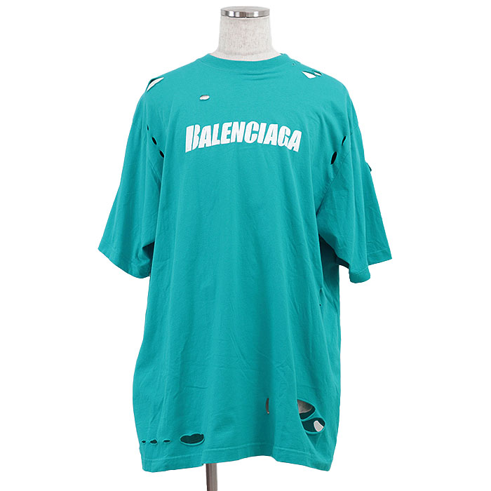 BALENCIAGA T-Shirt 2021y Destroyed Damage 100%-Cotton Unisex Size 