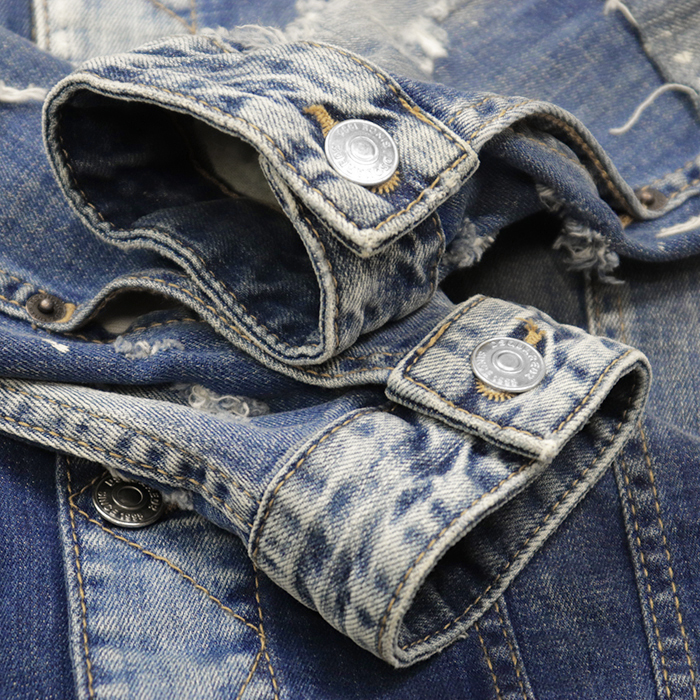 DSQUARED2 Distressed Patchwork Stretch Denim Jacket Mens Size 44