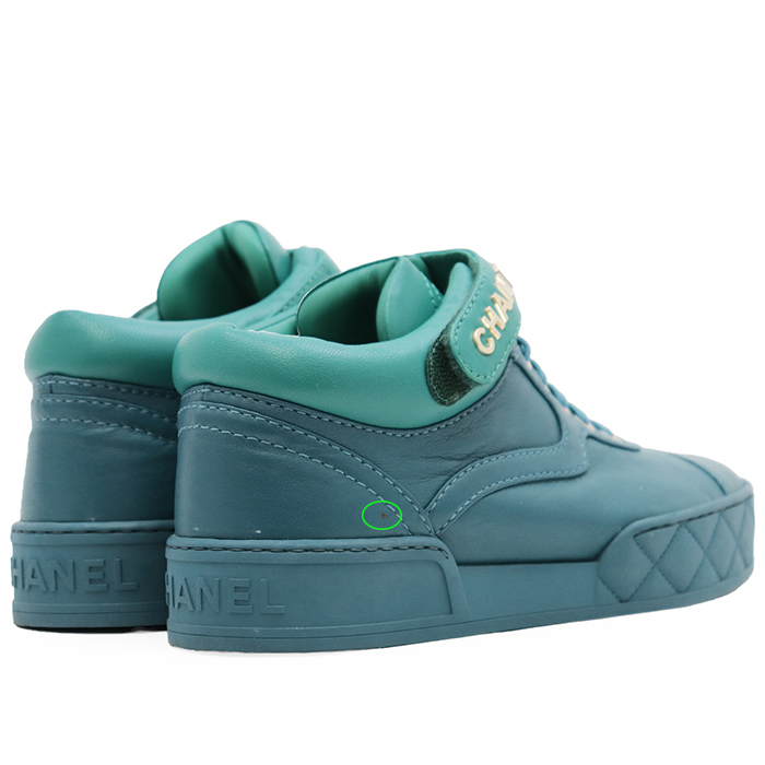CHANEL Mid-cut Sneakers G34967 Matelassé Sole Women Size 35C Blue