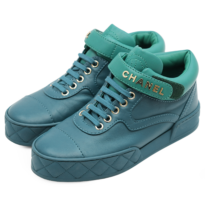 CHANEL 95C サイズ36 CHANEL Mid-cut Sneakers G34967 Matelassé Sole Women Size 35C Blue