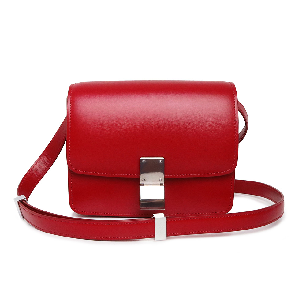 CELINE Classic Box Small Shoulder Bag Classic calfskin, Red 189183 CELINE Classic Box Small Shoulder Bag Classic calfskin, Red 189183
