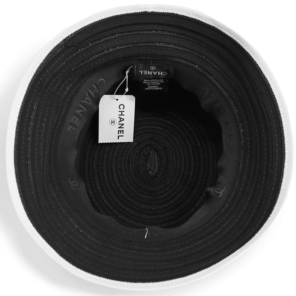 CHANEL CC Logo Paper Hat Polyester & Paper, Cotton, Rayon