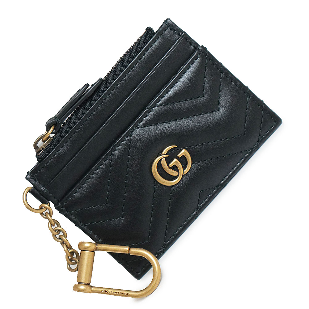 【GUCCI】GG Marmont Chevron Key Case Wallet Gucci GG Marmont Chevron Matelasse Leather Card Case Wallet