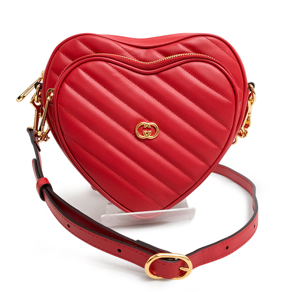 GUCCI Interlocking G heart Shoulder Bag Quilting leather