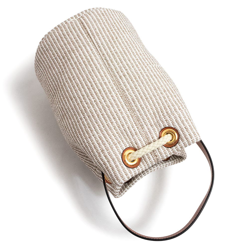 CELINE Triomphe Teen Drawstring Stripe Handbag Cotton