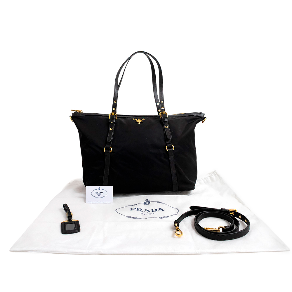 PRADA 黒ナイロントート PRADA プラダ トートバッグ ジップトート ナイロン レザー