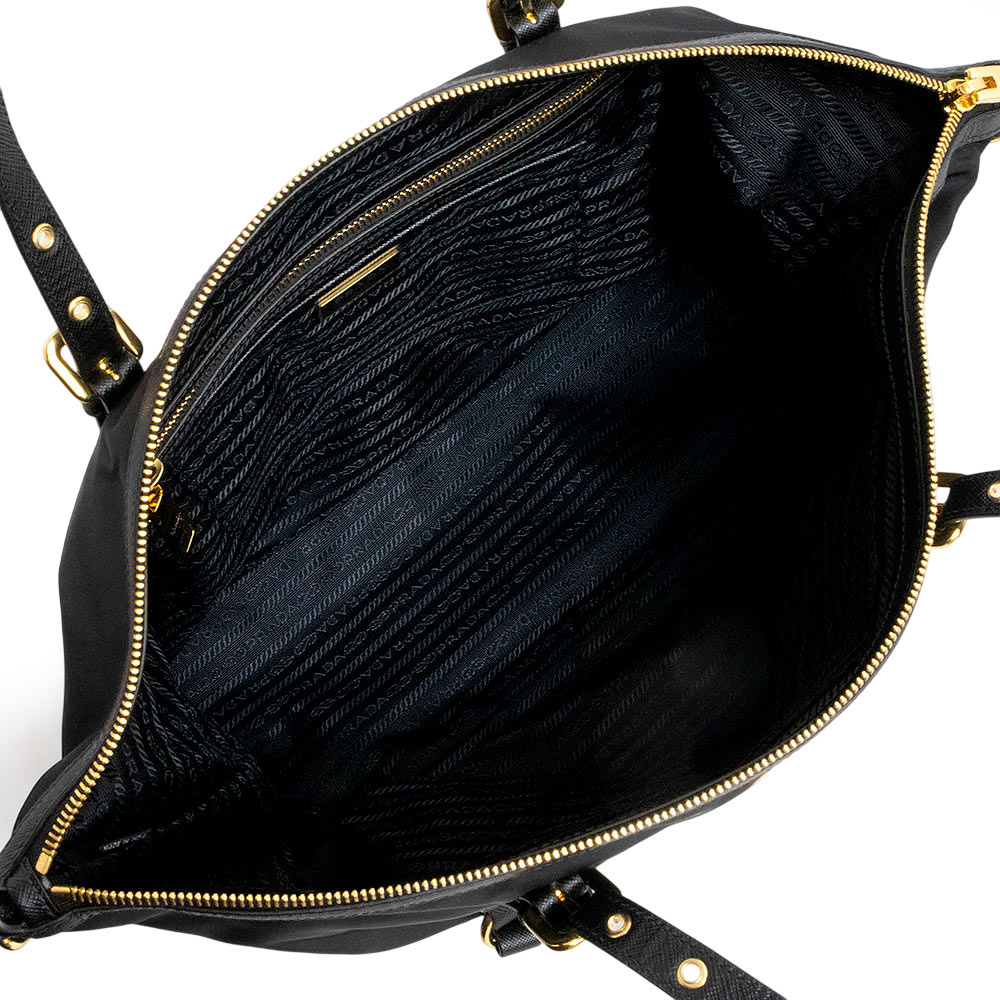 トートバッグ PRADA SHOPPING TOTE 1BG253 ZMY F0002 Amazon.com: Prada Tessuto Black Nylon Leather Trim Shopping