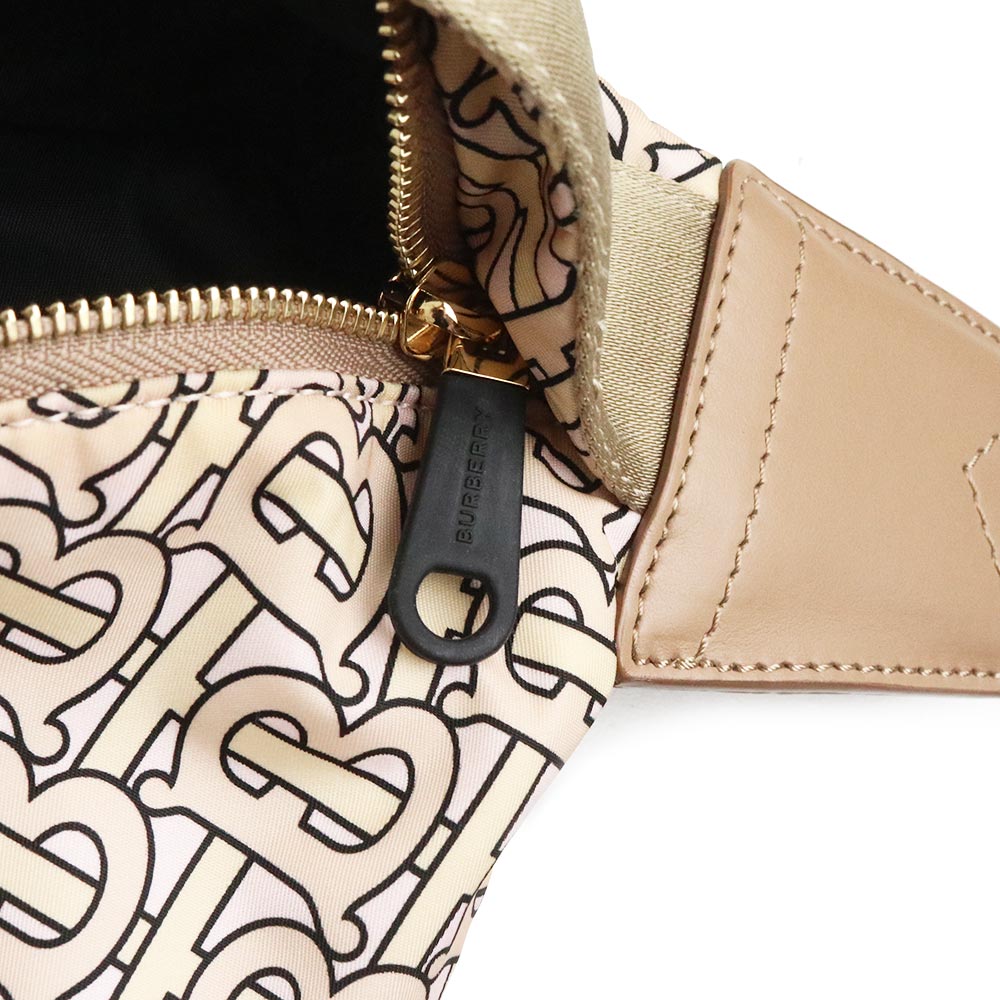 BURBERRY Sony monogram Belt Bag Nylon, Beige & Pink 8011616