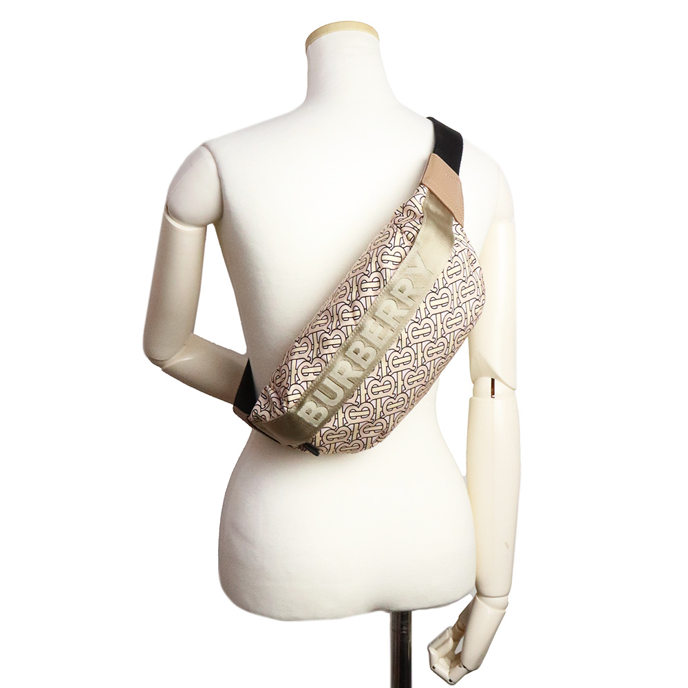 バーバリー BURBERRY ボディバッグ モノグラム 8011616 BURBERRY Sony monogram Belt Bag Nylon, Beige & Pink 8011616