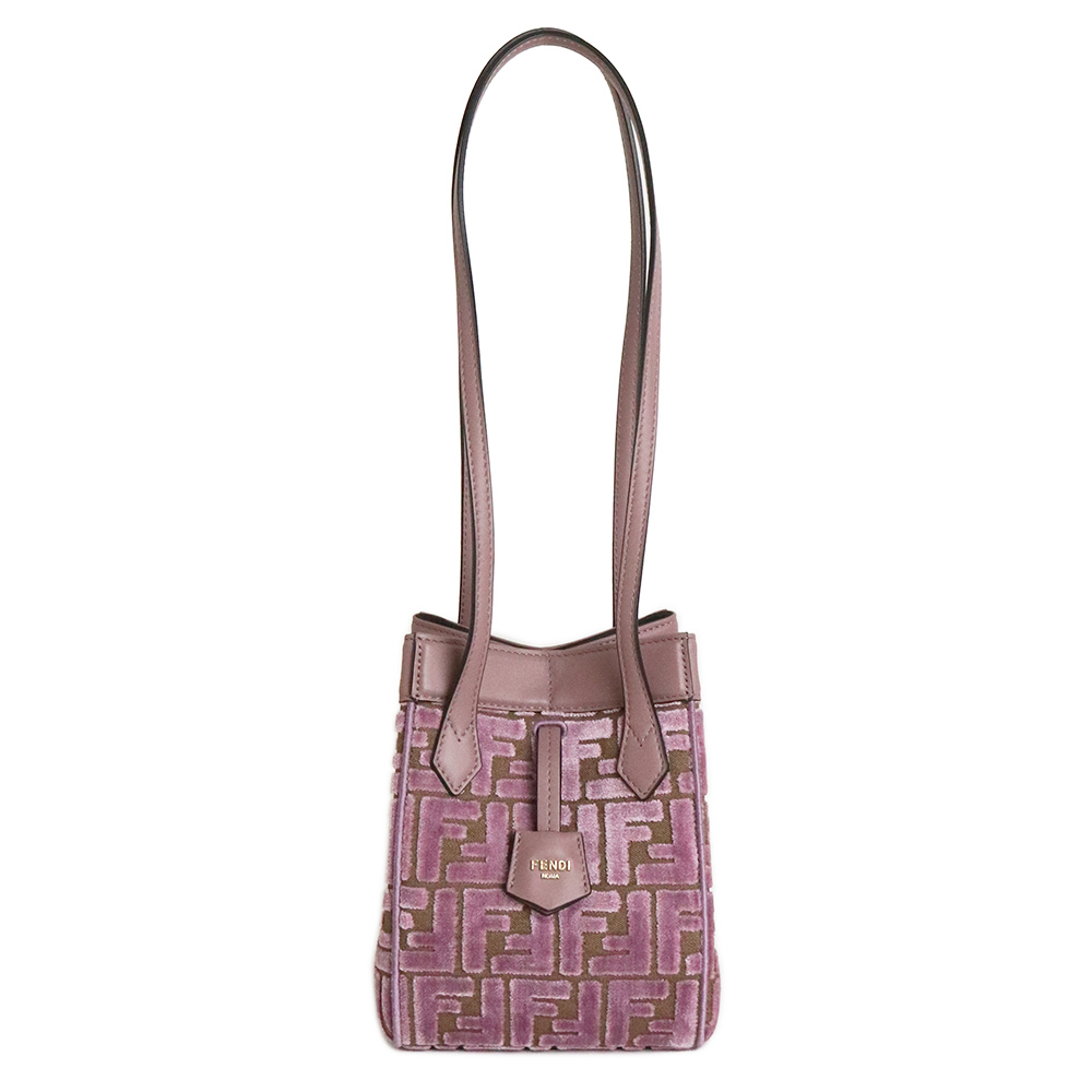 FENDI Origami Mini Shoulder Bag / FF Jacquard Velvet , Mauve