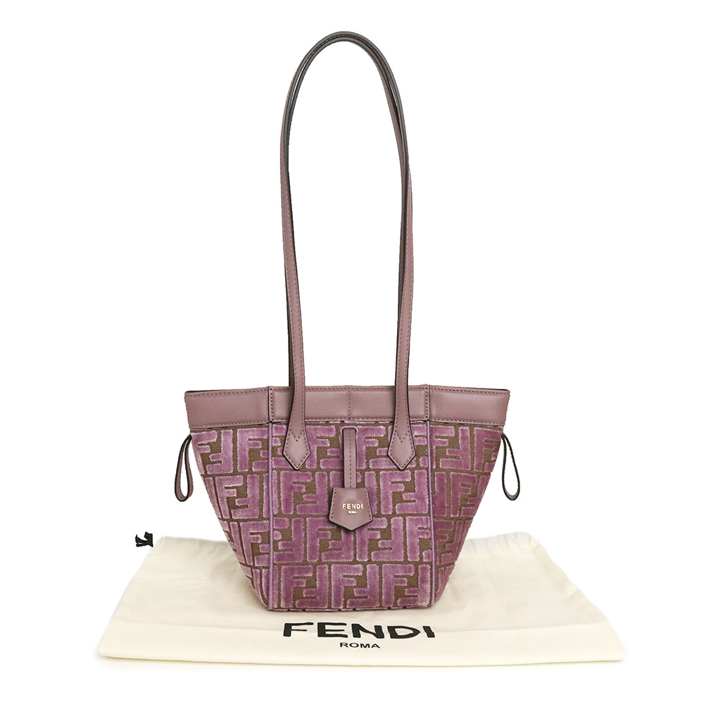 FENDI Origami Mini Shoulder Bag / FF Jacquard Velvet , Mauve