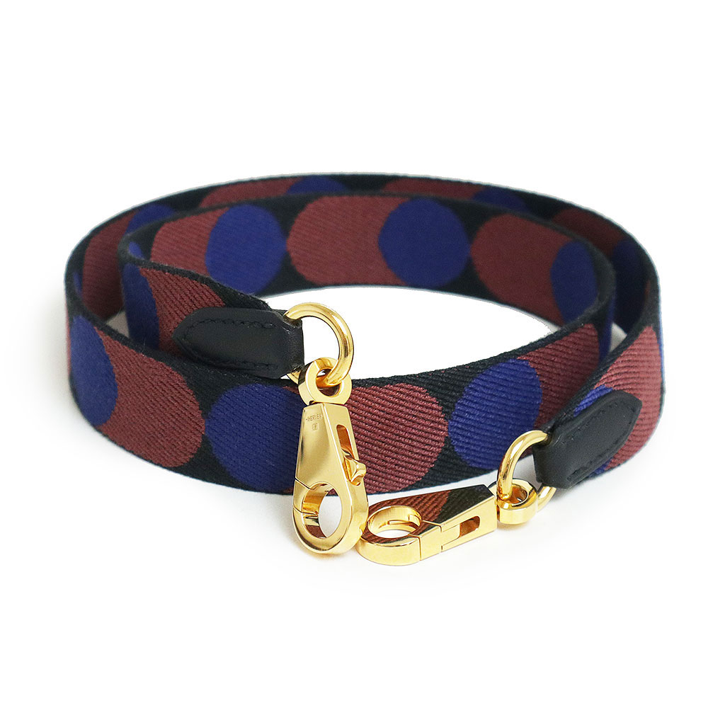 HERMES（エルメス）- Sangle Flipperball 25mm ブラック ブルー HERMES Toile Swift 25mm Sangle Flipperball Shoulder Strap