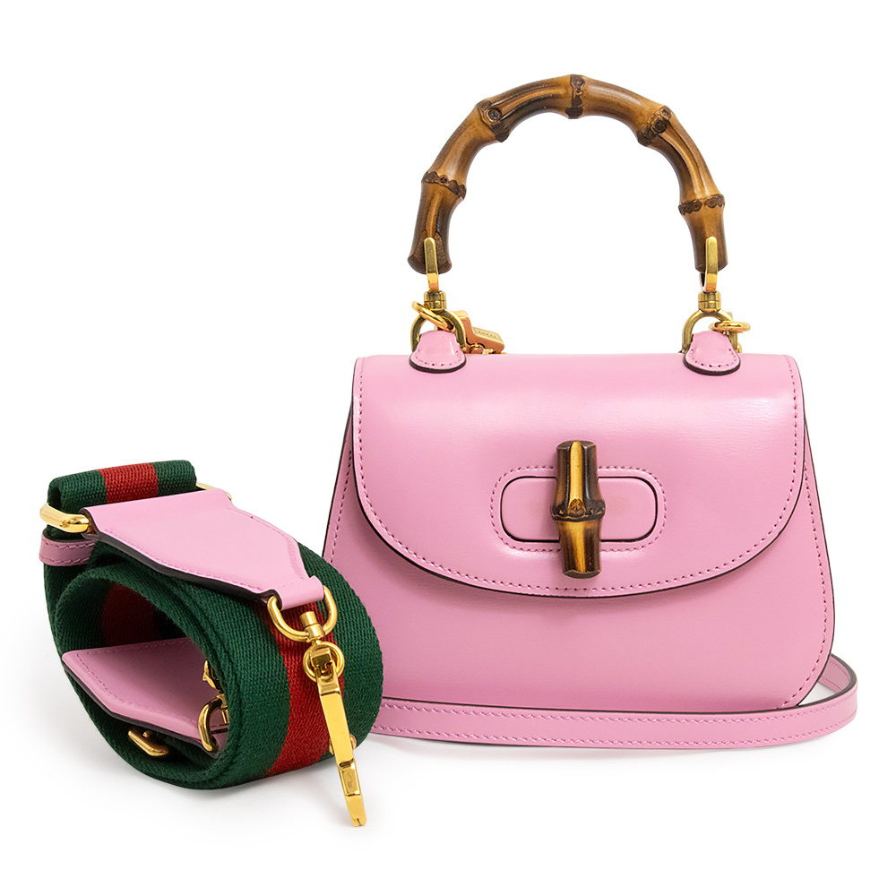 GUCCI Bamboo 1947 Mini Top Handle Bag Handbag Calfskin, Pink