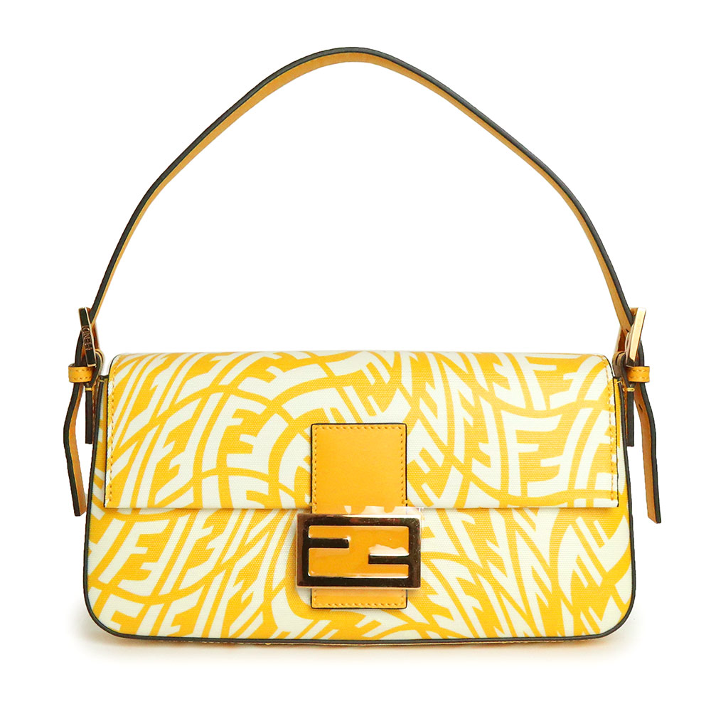 FENDI Baguette 1997 Handbag PVC Coated Canvas Mimosa (Yellow