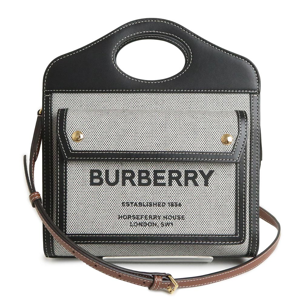 ハンドバッグ BURBERRY PRINTED E-CANVAS AND MINI POCKET BAG HANDBAG BURBERRY Mini pocket bag Handbag Cotton canvas & Calfskin