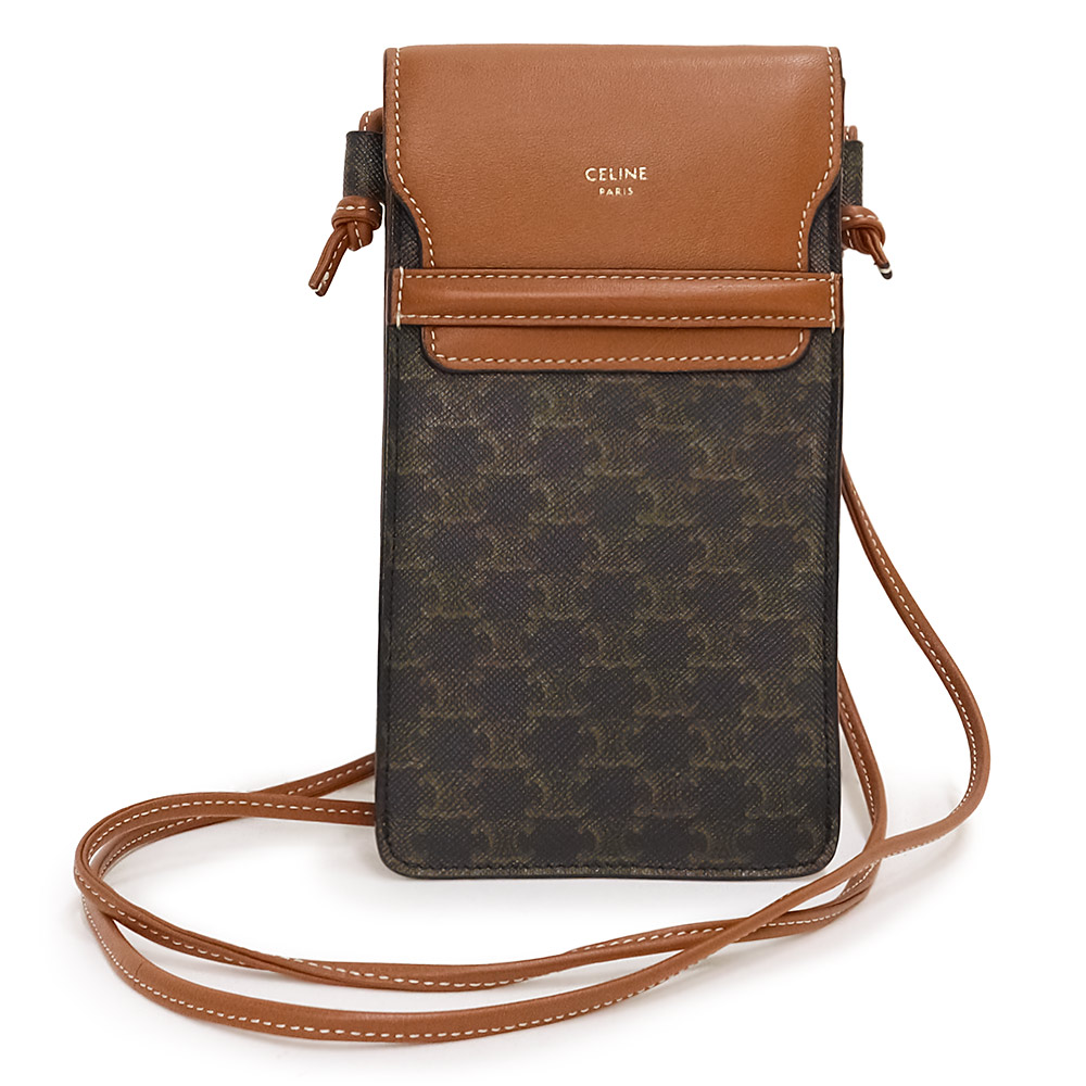 セリーヌ CELINE 10G332CQD PHONE POUCH WITH FLAP TECH CELINE smartphone, mobile pouch, Shoulder Bag Canvas