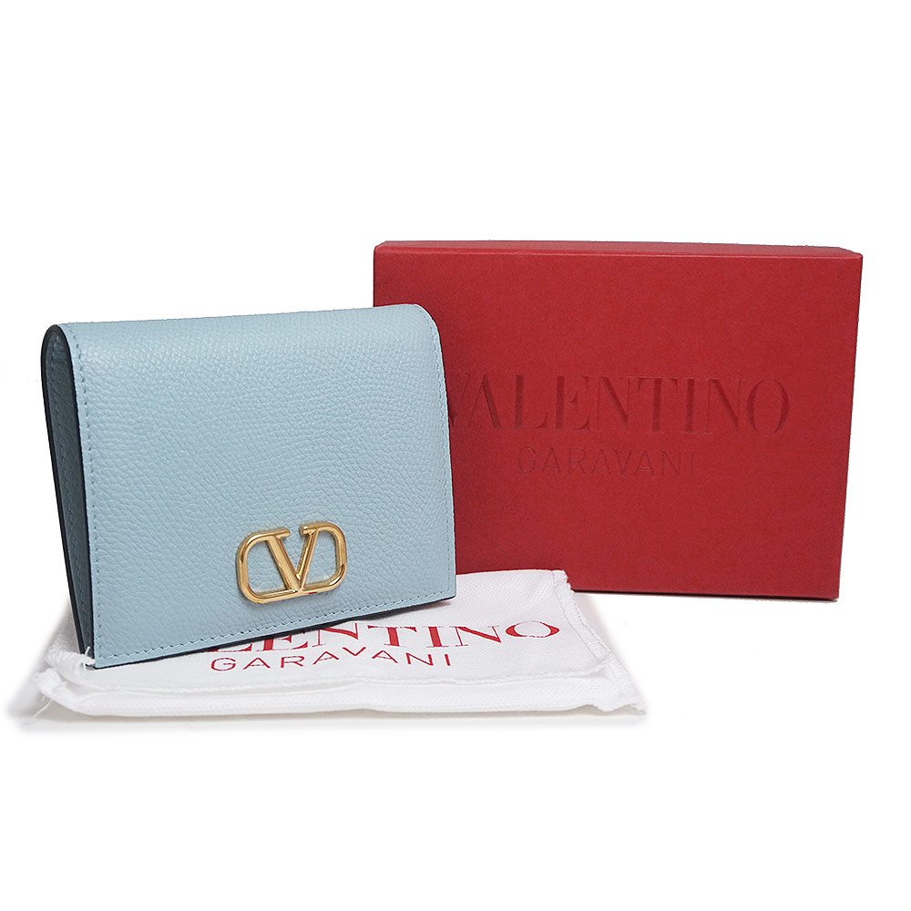 【Valentino Garavani】V-logo Compact wallet 4W2P0R39 SNP 74Z Valentino Garavani V Logo Signature Small Wallet Calfskin