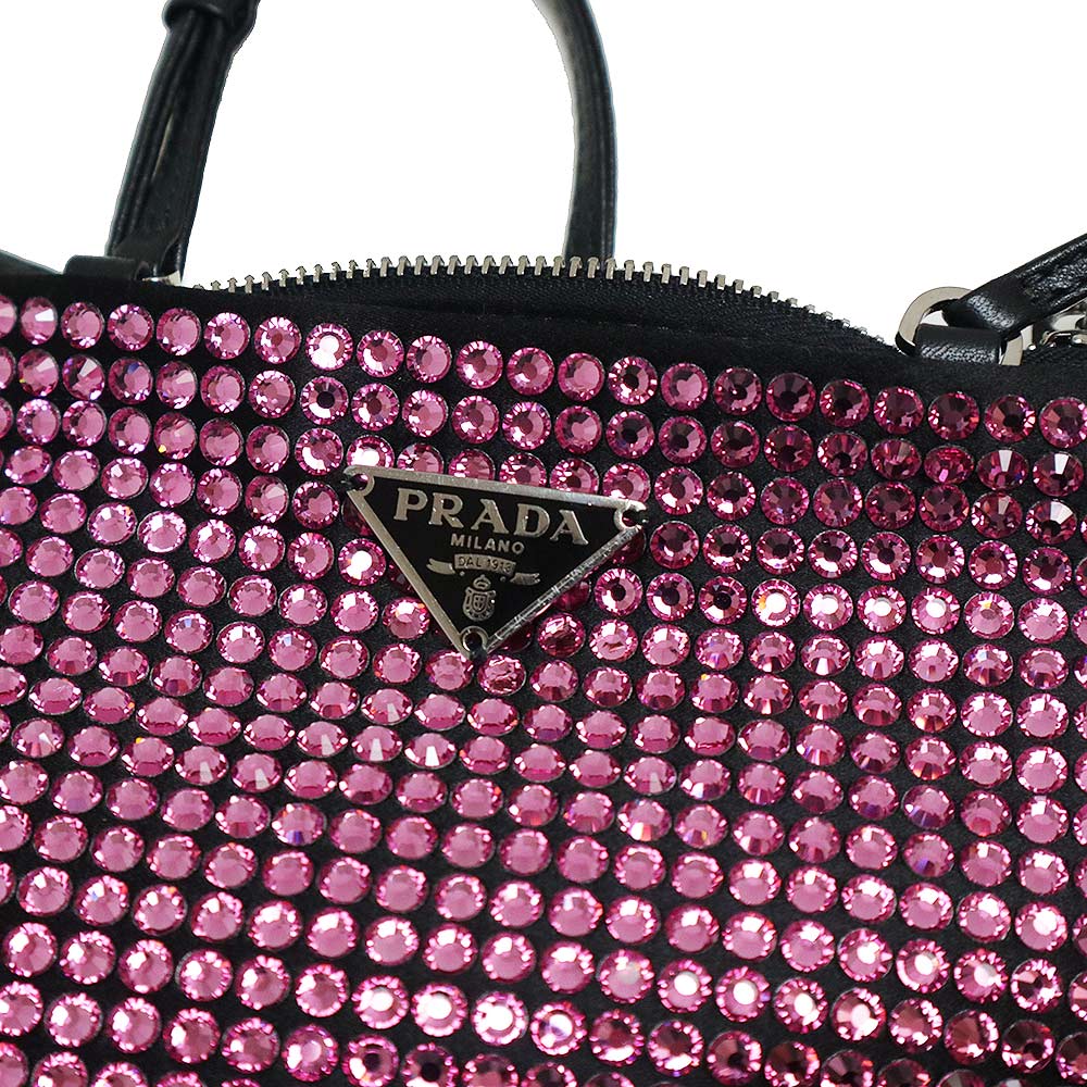 PRADA クリスタルミニトートバッグ 1BA253 Prada Rosa Satin Crystal Mini Tote Bag - 1BA253 | Yoogi's Closet