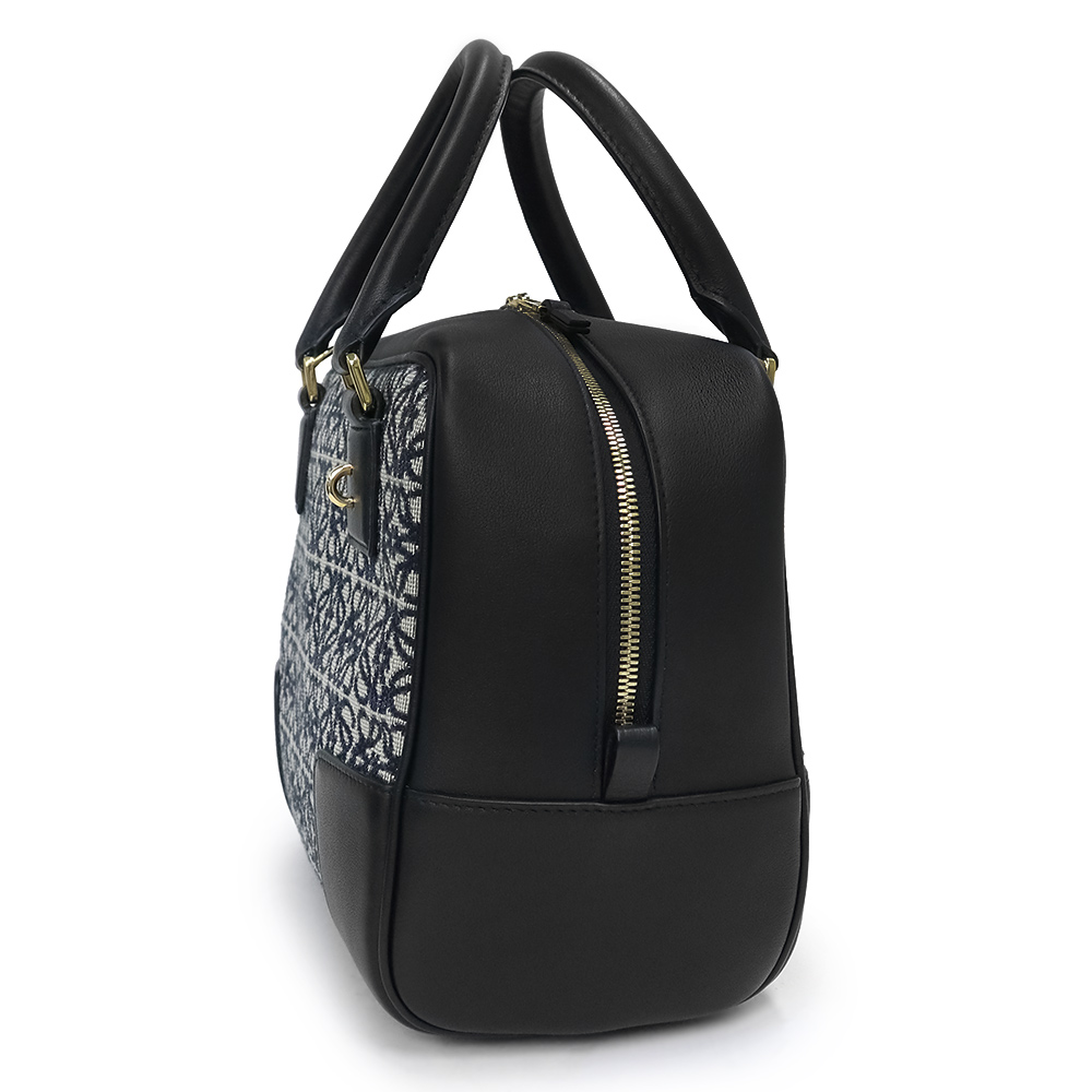 LOEWE Amazona 19 Anagram Handbag Jacquard & Calfskin, Black & Navy