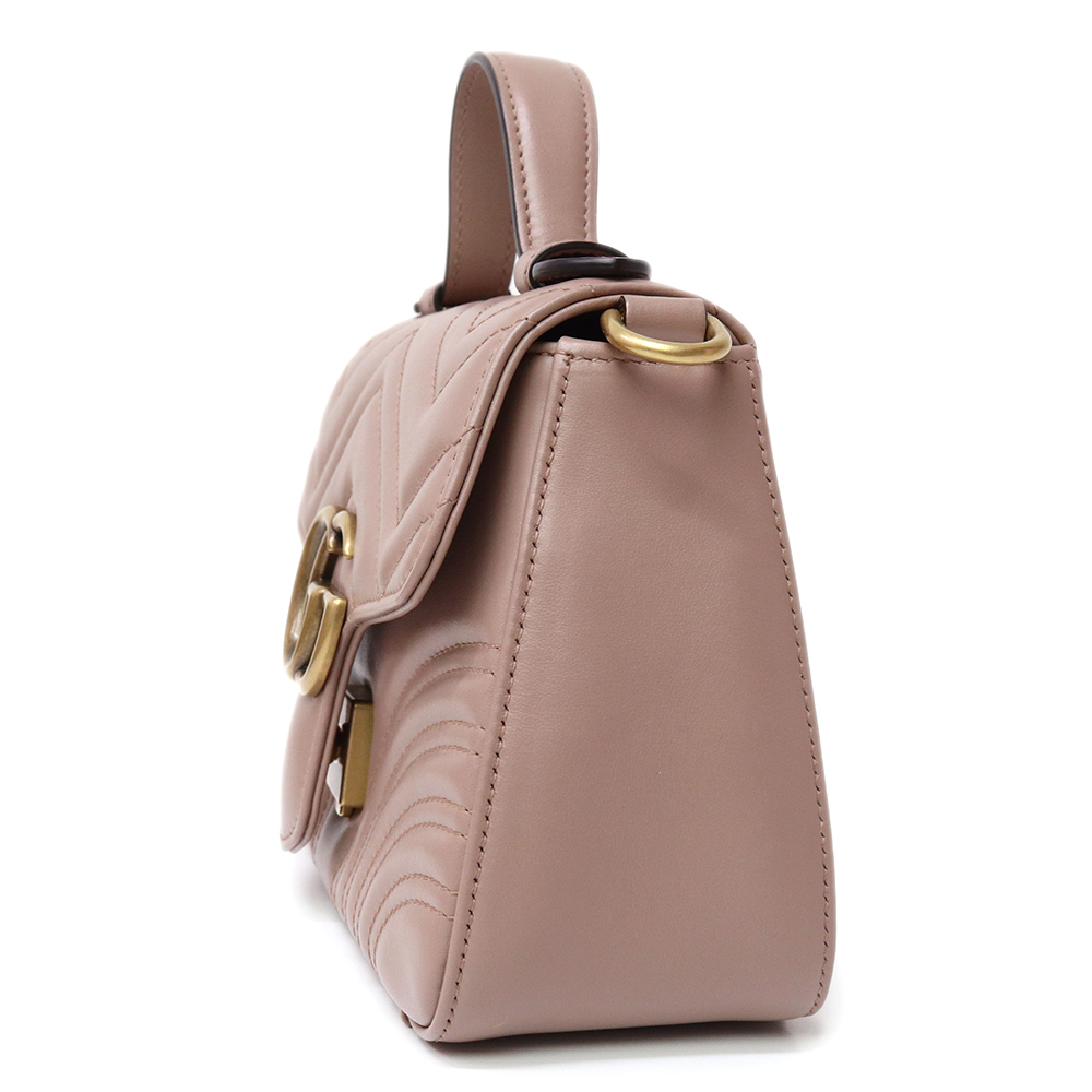 GUCCI GG Marmont mini Top Handle Shoulder Bag Chevron leather