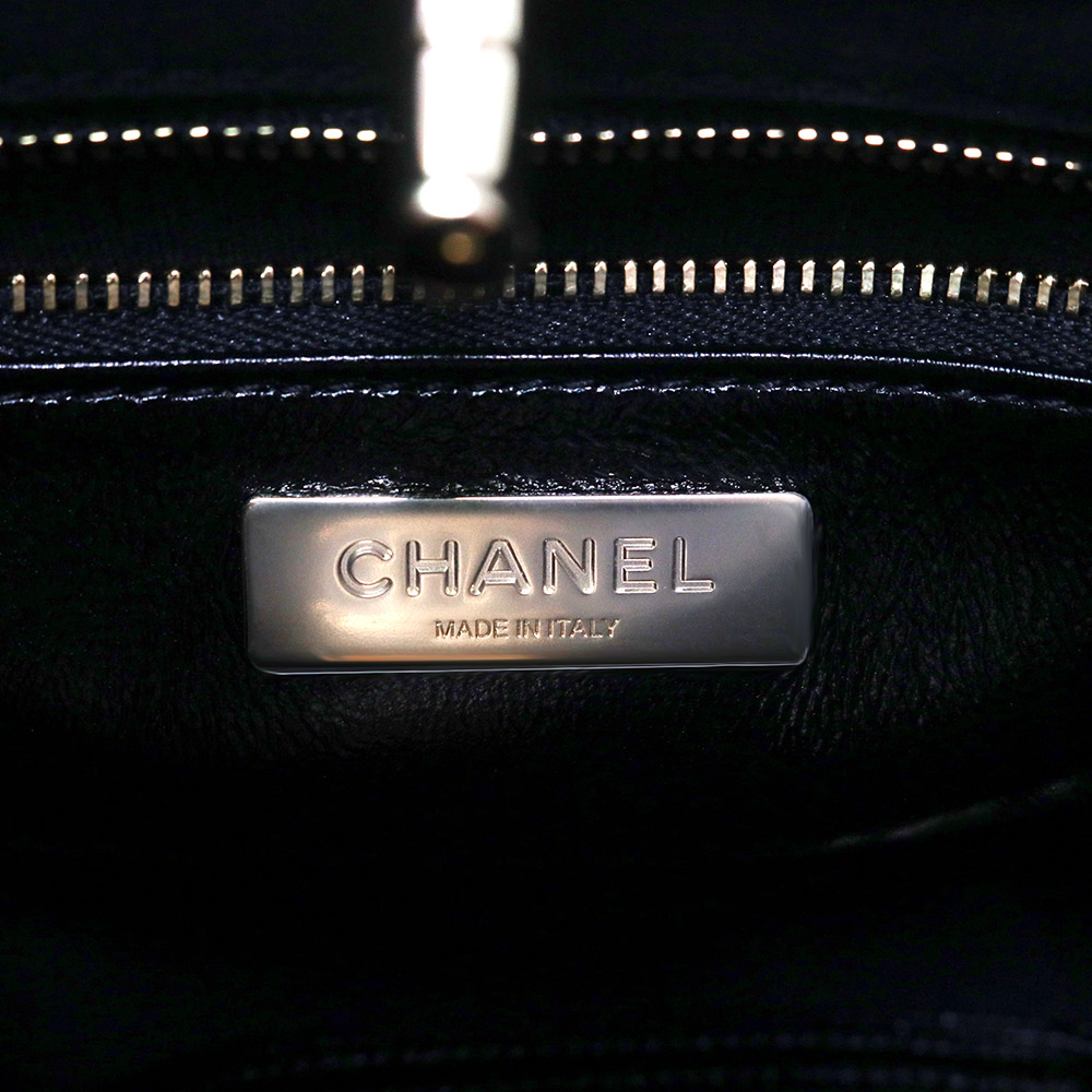 CHANEL 31 Mini Shopping Bag Shiny Lambskin Leather, Dark Beige