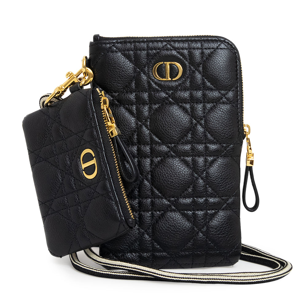 Christian Dior Caro Multifunction Cannage Shoulder Pouch leather