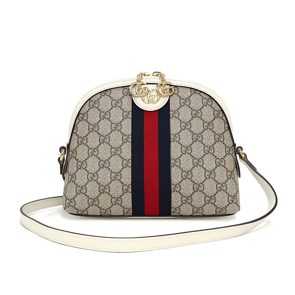 GUCCI Ophidia Shoulder Bag GG Supreme canvas Leather Beige White