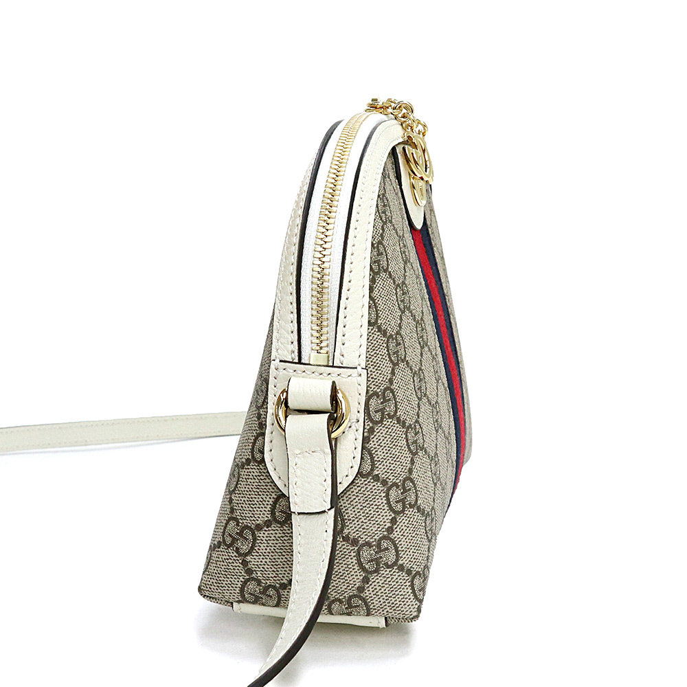 GUCCI Ophidia Shoulder Bag GG Supreme canvas Leather Beige White
