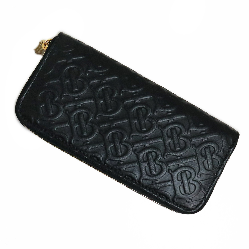 BURBERRY TB Monogram Embossed Logo Zip Around Long Wallet