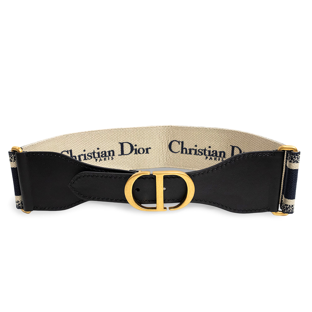 Christian Dior Embroidered logo buckle Belt Canvas & Calfskin