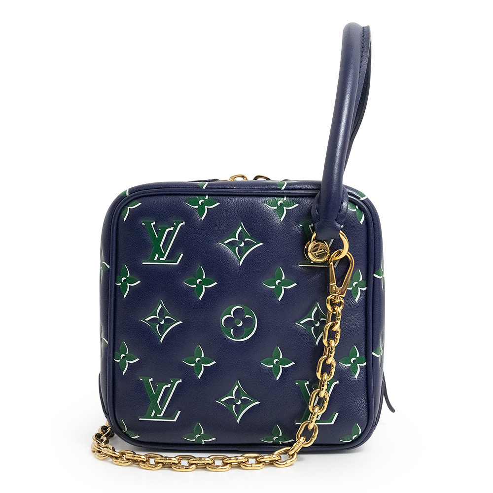 LOUIS VUITTON Square Monogram Shoulder Bag Lambskin, Blue & Green