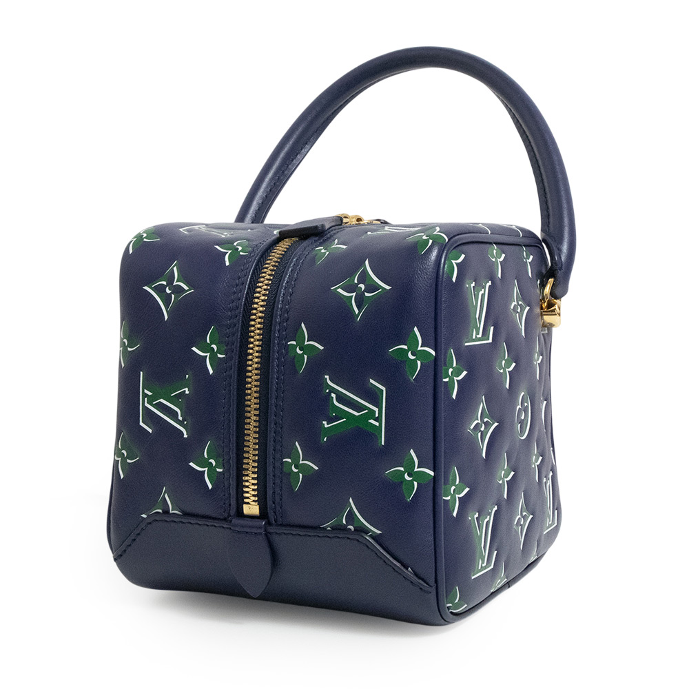 LOUIS VUITTON Square Monogram Shoulder Bag Lambskin, Blue & Green