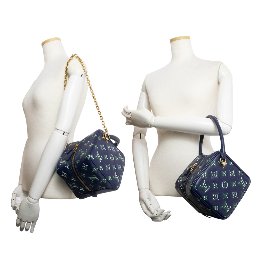 LOUIS VUITTON Square Monogram Shoulder Bag Lambskin, Blue & Green