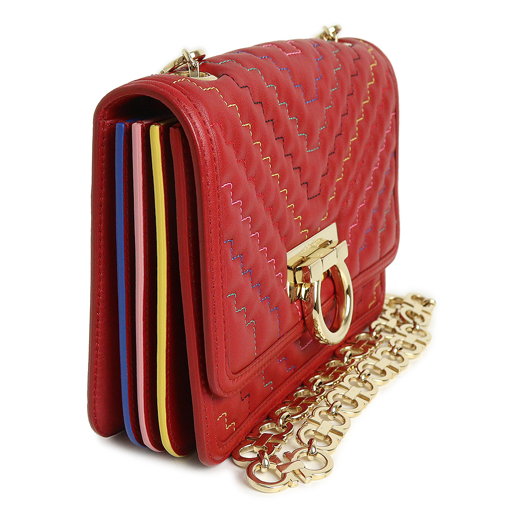 Salvatore Ferragamo Gancini Calfskin Leather Chain Shoulder