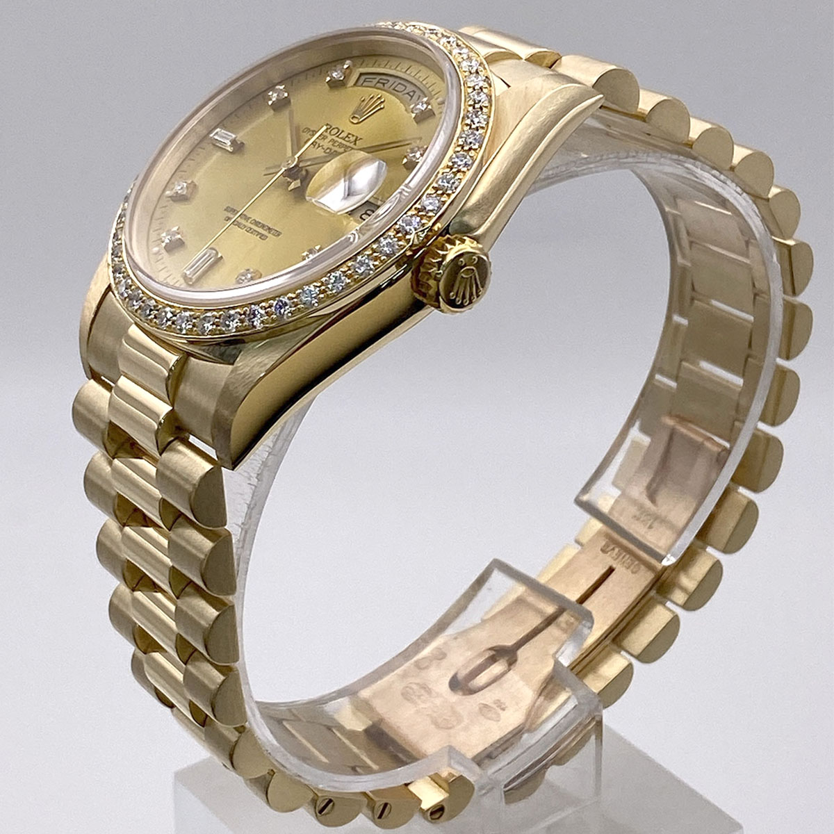ROLEX Day Date 8P Diamond 2P Bucket Diamond Watches 18348A K18