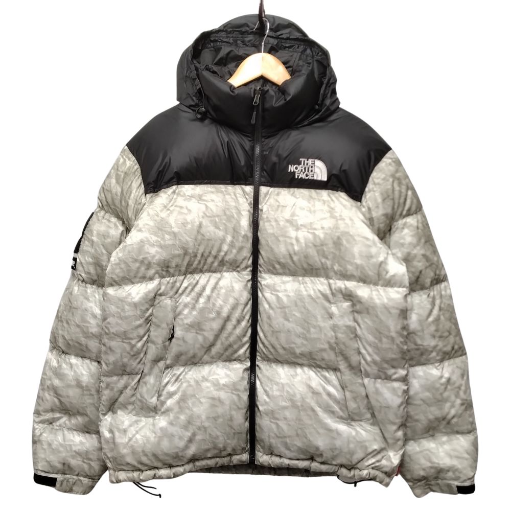 SUPREME 19AW×THE NORTH FACE NuptseJacket SUPREME x THE NORTH FACE 19AW Paper Print Nuptse Jacket Gray