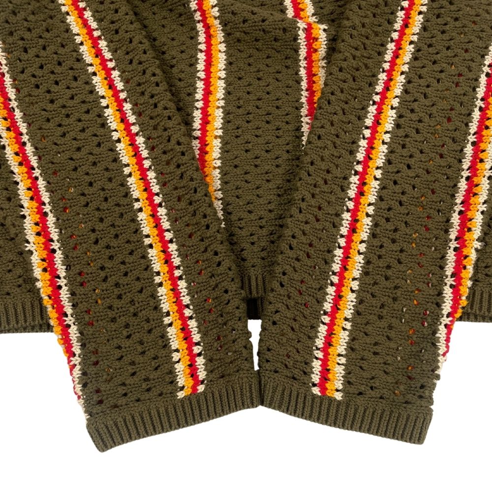 STUSSY ×Patta Stripe Loose Gauge Crewneck Sweater Khaki XL