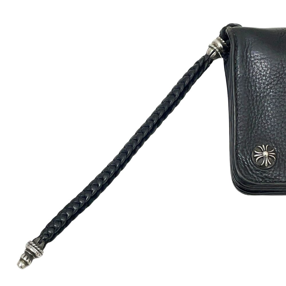 小物 CHROME HEARTS 2ZIP STRAP CHROME HEARTS 2 ZIP STRAP Cross Ball Leather Wallet Bifold