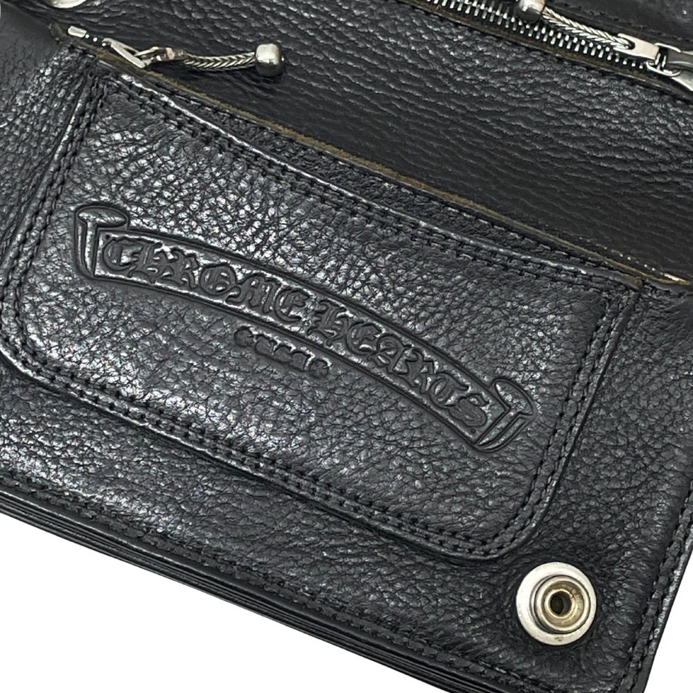 小物 CHROME HEARTS 2ZIP STRAP CHROME HEARTS 2 ZIP STRAP Cross Ball Leather Wallet Bifold