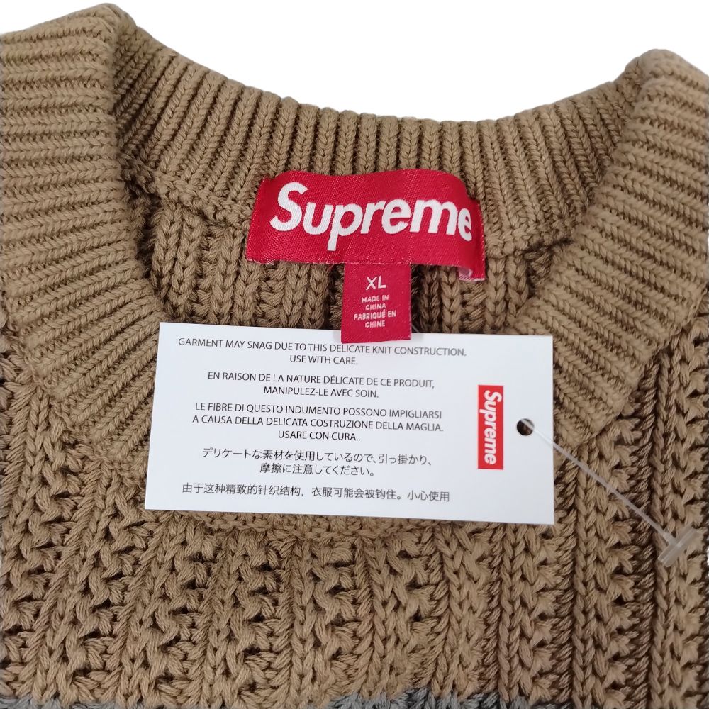 SUPREME 25SS Loose Gauge Stripe Small Box Sweater Knit khaki