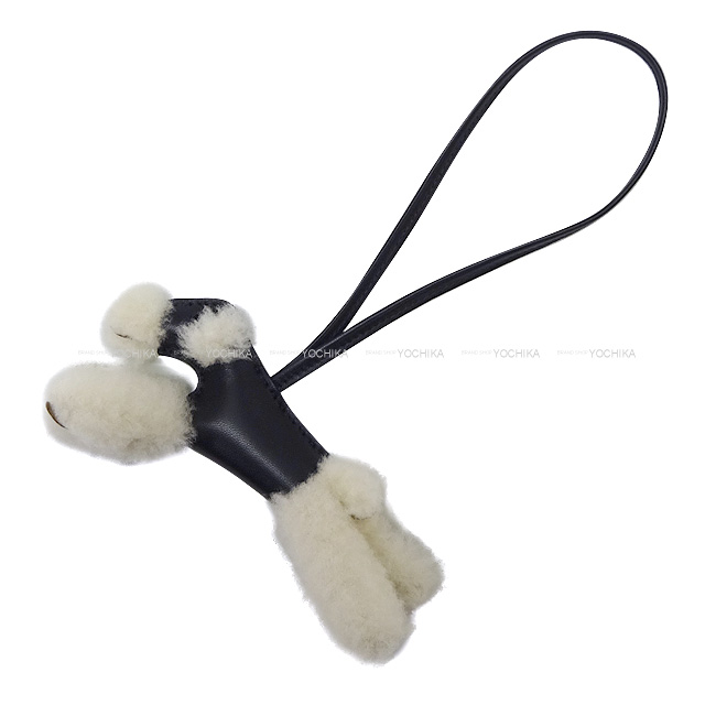 HERMES Budy dog Noir (Black) Agneau Milo/Mouton bag charm 