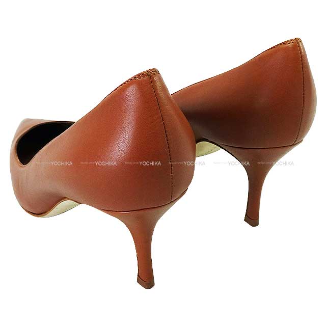 MANOLO BLAHNIK Pointed Toe Kietta 70 Heel #38 Brown Nappa