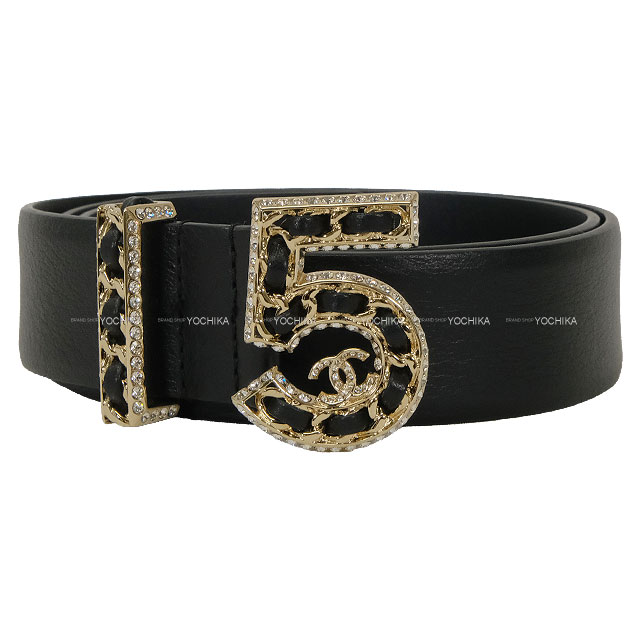 CHANEL No.5 Chain Logo Noir (Black) Calf 70/28 Champagne  display picture 1