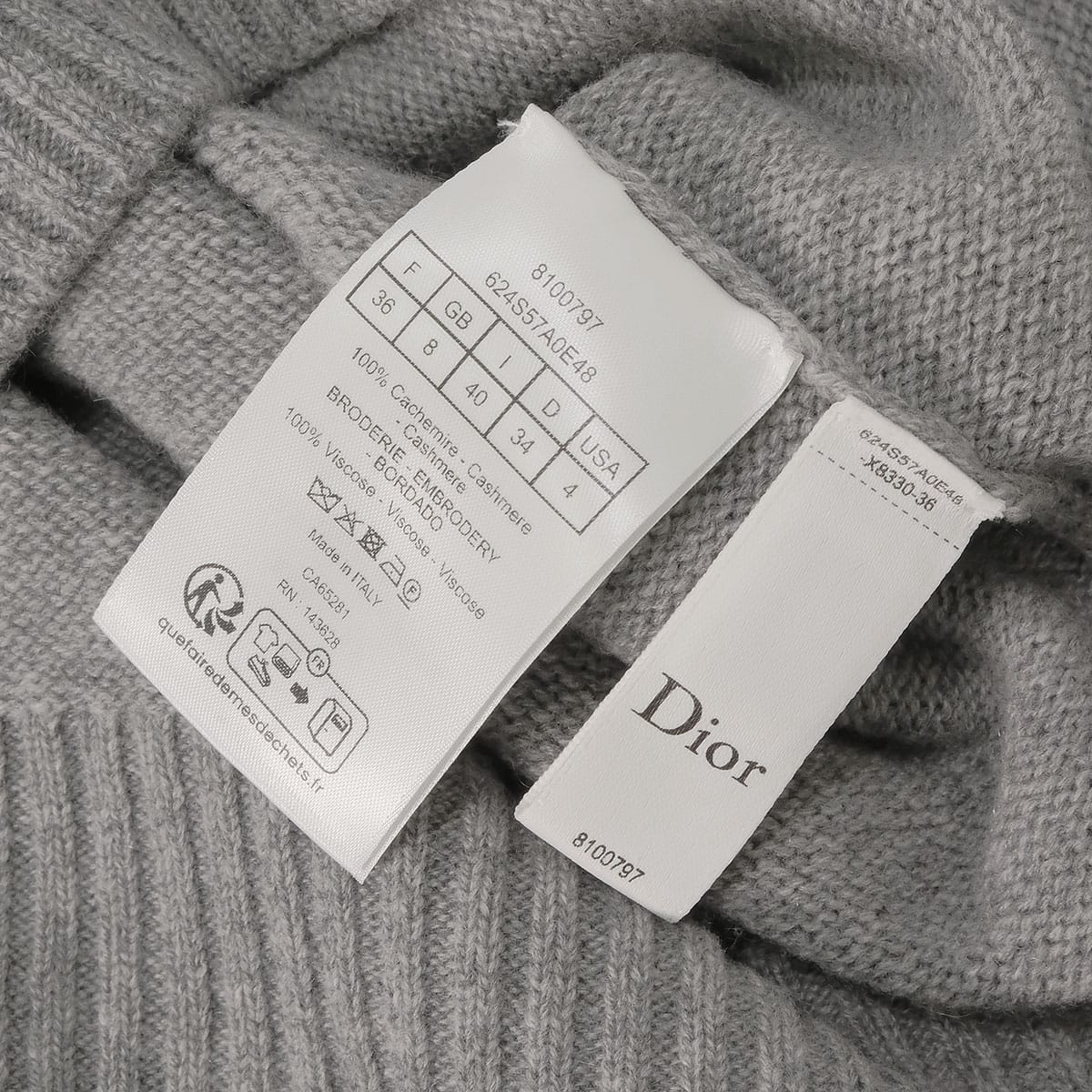 2026SS Dior Sweater No Dior, No Dietrich Embroidery Grey Cashmere